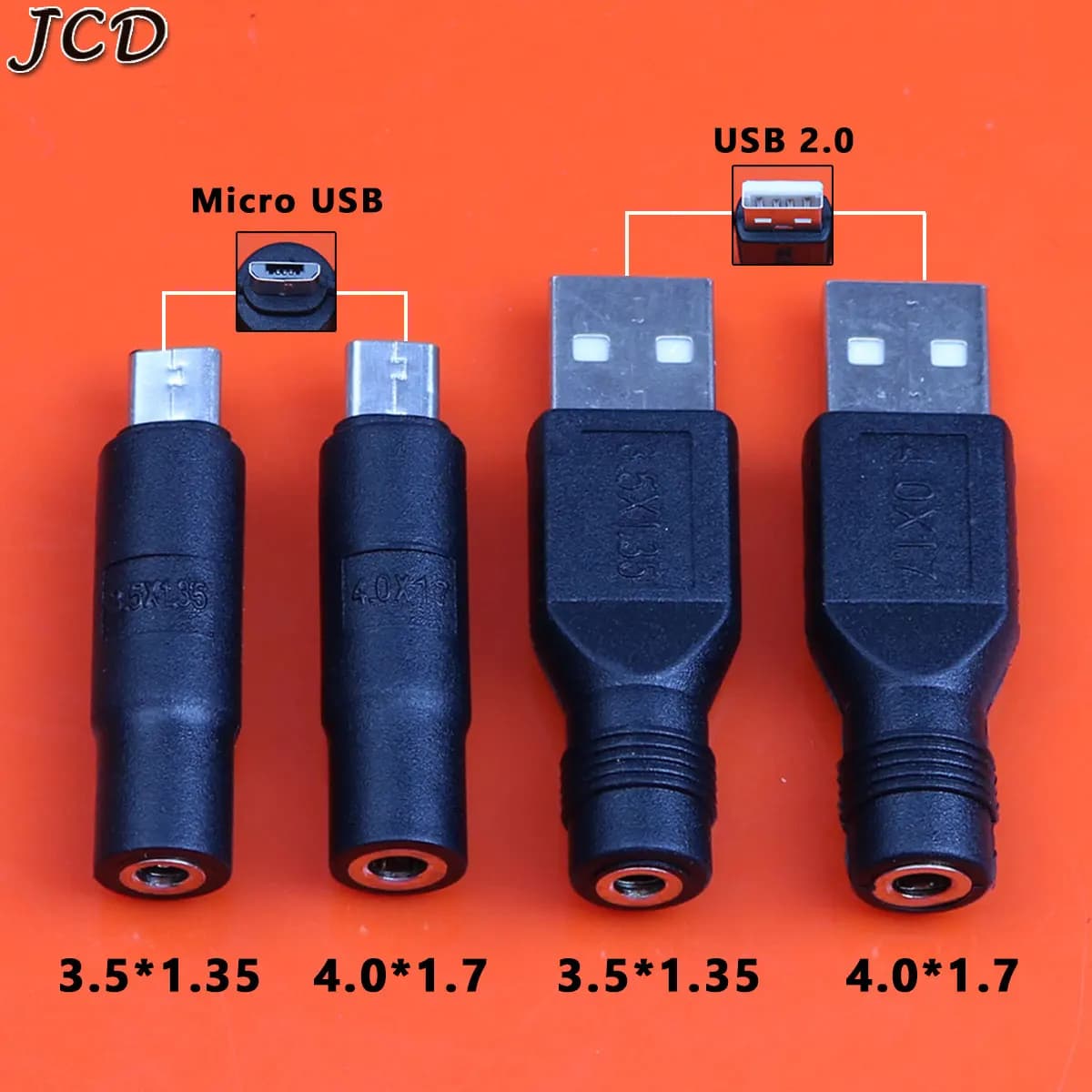 JCD 1 pz 3.5x1.35 4.0x1.7mm DC Power Femmina a Micro USB 2.0 Maschio Adattatore del Connettore per Smartphone Tablet Caricatore Convertitore