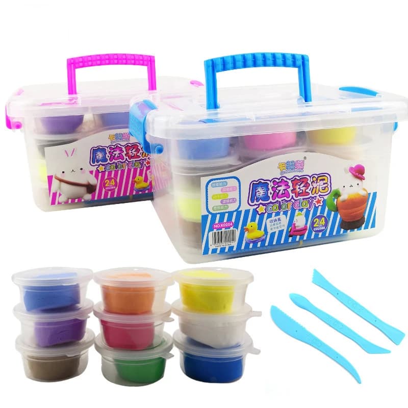 24 colori melma forniture regali per bambini argilla morbida Kit fai da te gioco sensoriale giocattolo antistress strumento morbido elastico creativo per regalo per bambini