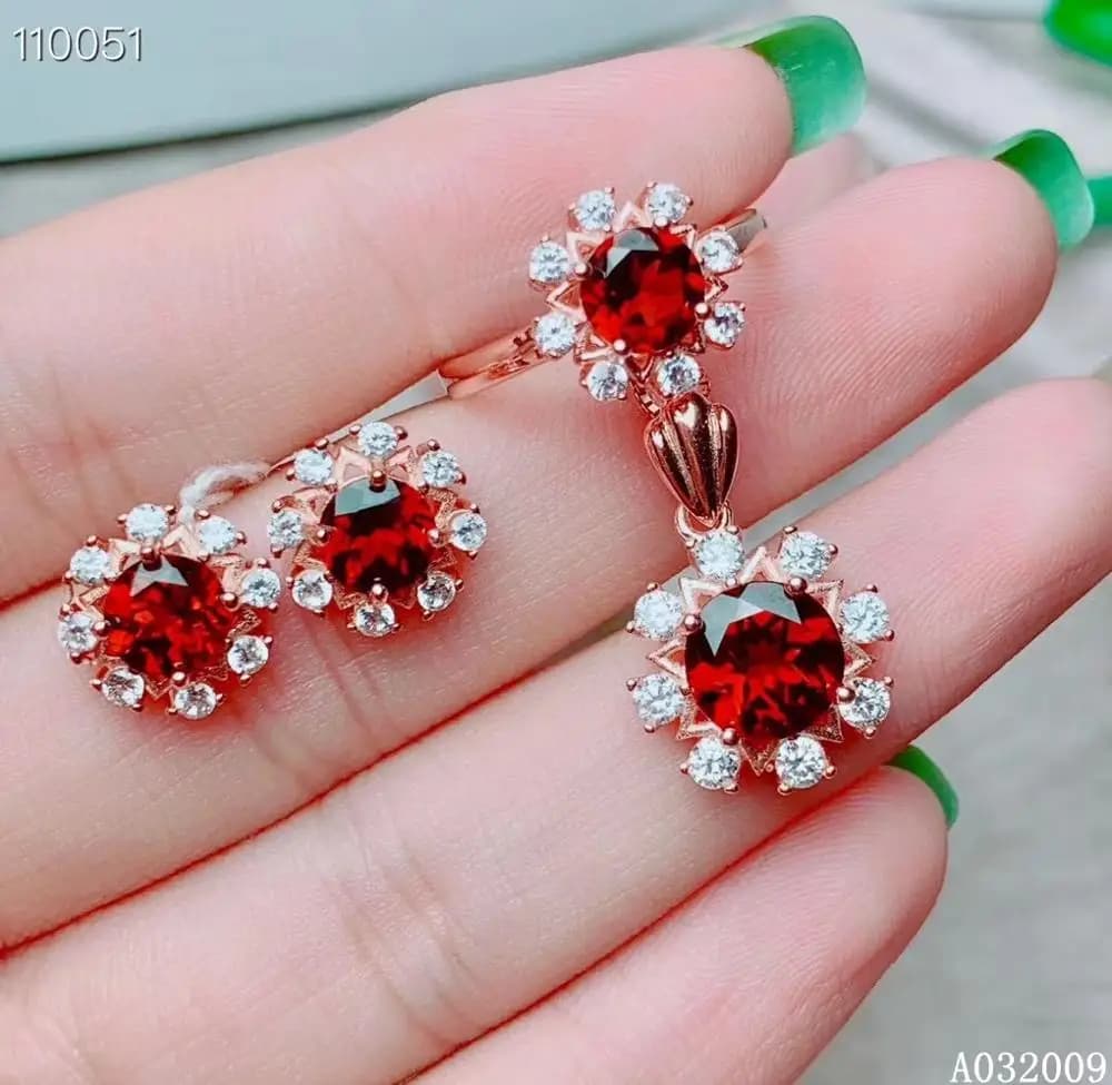 KJJEAXCMY gioielleria raffinata in argento sterling 925 intarsiato con granato naturale orecchini anello pendente test di supporto del vestito della bella ragazza