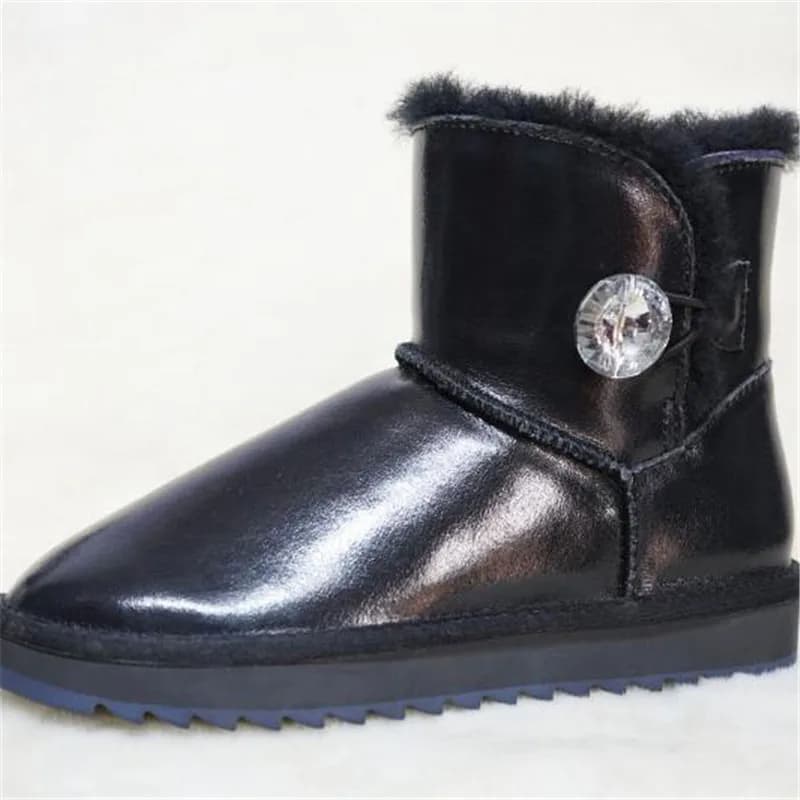 100% Genuine Leather 2025 Shoes Women Sheep Wool Boots Snow Boots Shoes Cowskin Sheep Fur Boots Flat Warm Winter Shoes