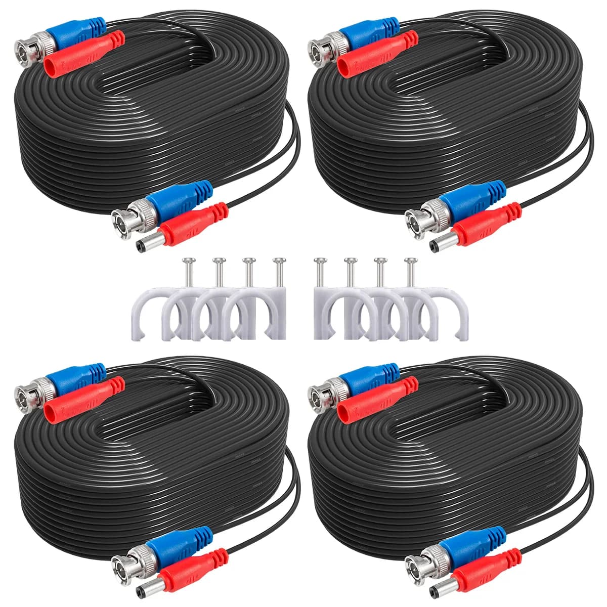 ANNKE 4PCS A Lot 30M 100 feet power cable Video BNC for CCTV AHD Camera DVR security system surveillance accessories black