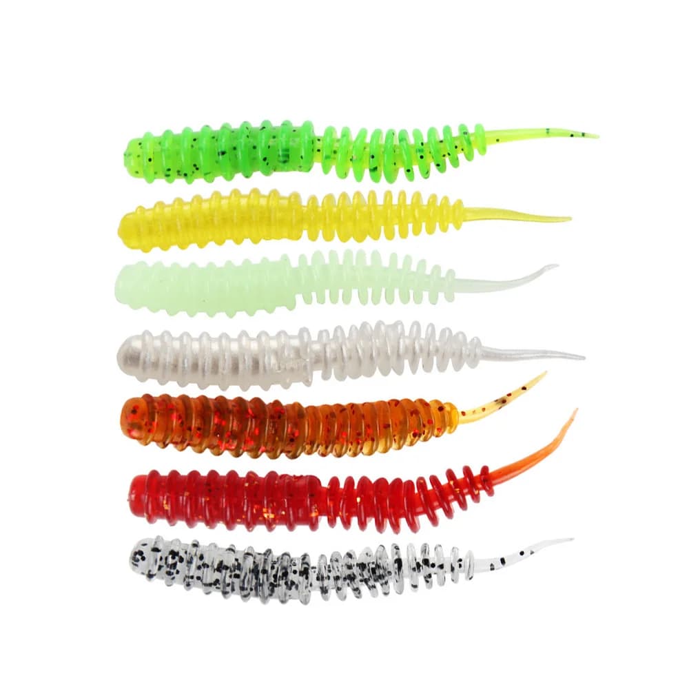 10 pz/lotto pesca in Silicone 6cm 1.3g esche morbide coda a spirale gamberetti odore additivo gomma artificiale esca morbida Bass pesca Tackle
