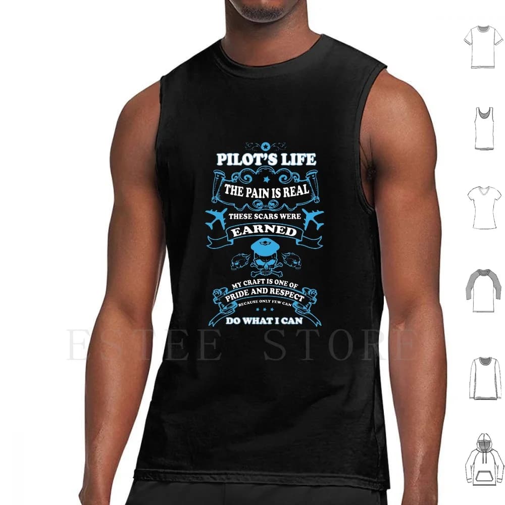 Pilot's Life Tank Tops Vest Cotton Fly Flight Pilot Great Pilot Best Pilot Steward Stewardess Helicopter Plans Airplane