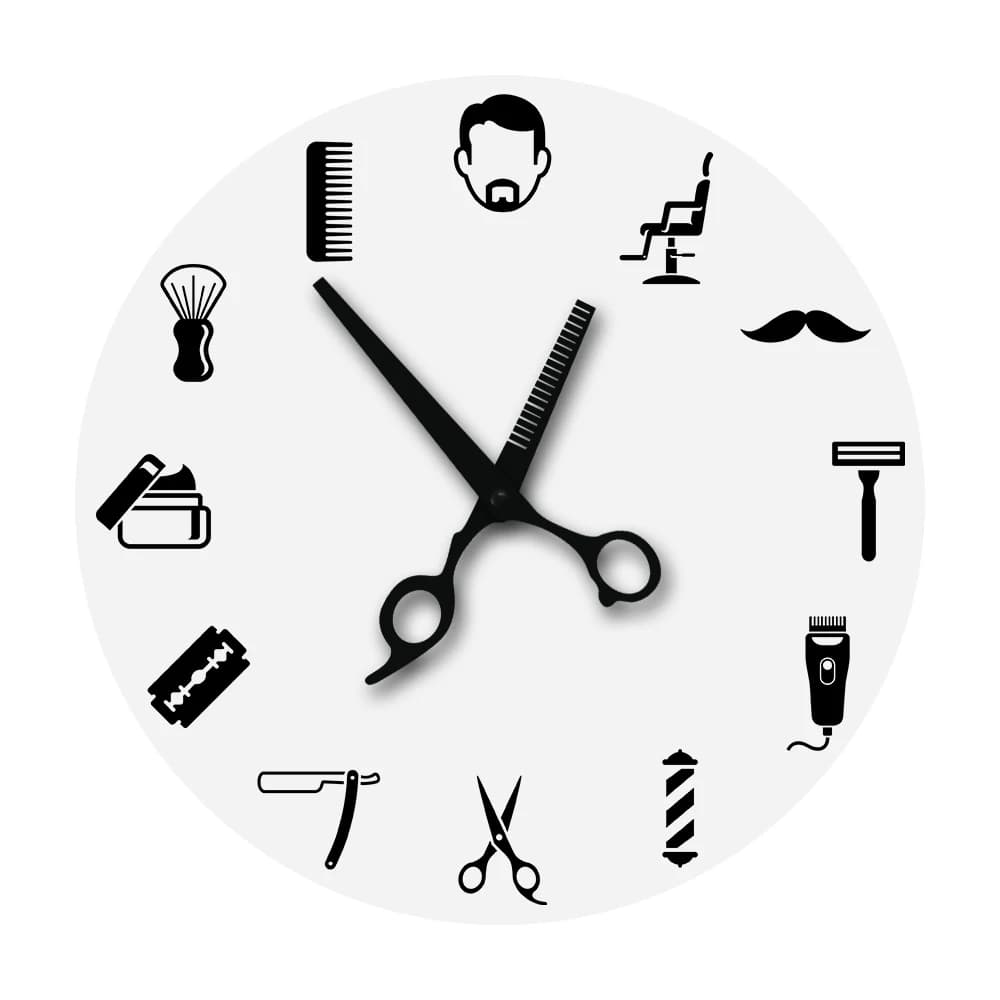 Orologio da Parete Silenzioso Moderno Ispirato alle Forbici da Barbiere, Insegna Decorativa per Parrucchieri, Arredamento Hipster