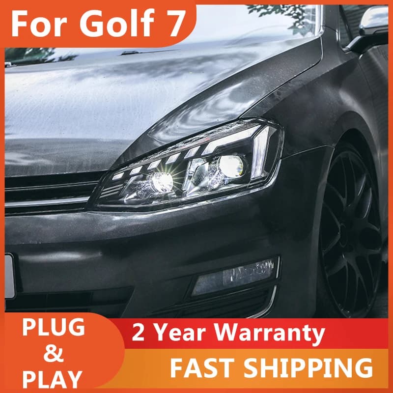 Accessori Auto per Fari Anteriori VW Golf 7 MK7 2013-2017, Luci Diurne, Indicatori di Direzione, Abbaglianti e Anabbaglianti con Lente Proiettore