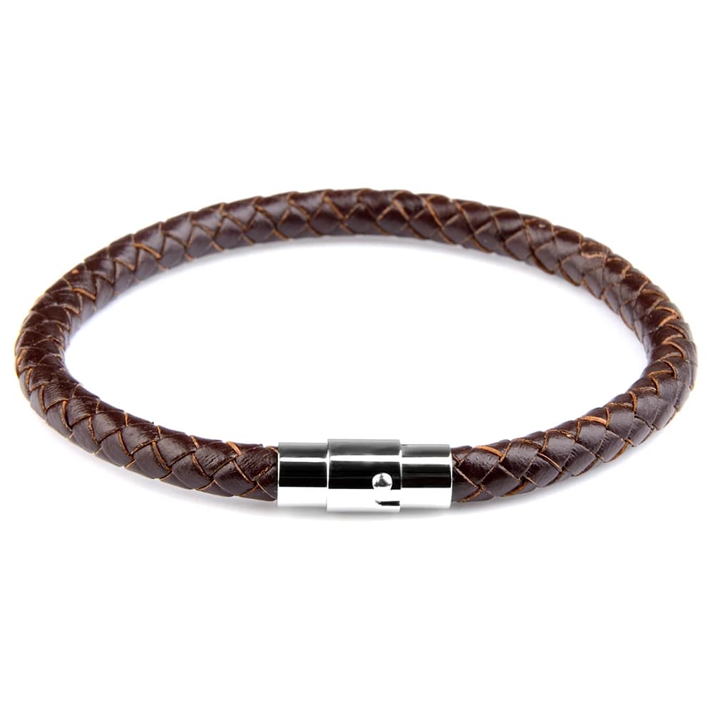 Nuovo braccialetto intrecciato in vera pelle per uomo Marrone Nero Chiusura in acciaio inossidabile Fatto a mano Uomo Donna Gioielli Regalo Vendite calde