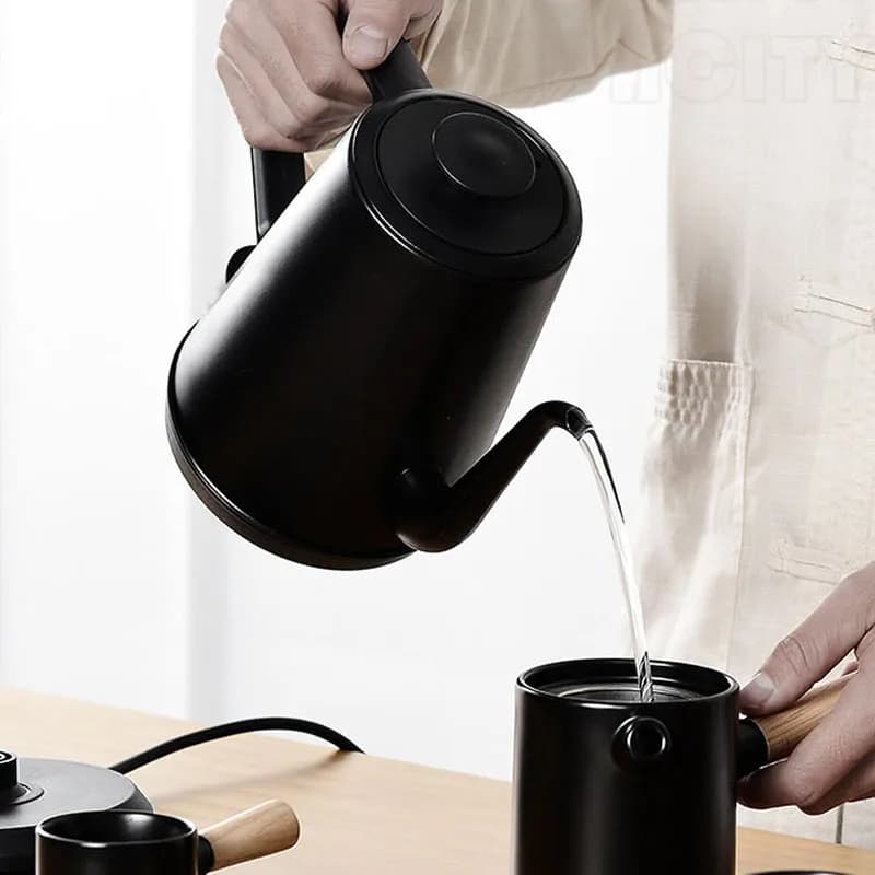 1.0L Electric Kettle For Home Use Wood Teapot Teapot Heater For Water Preparation Coffee Maker Teapot 304 Stainless Steel Sheet 220V