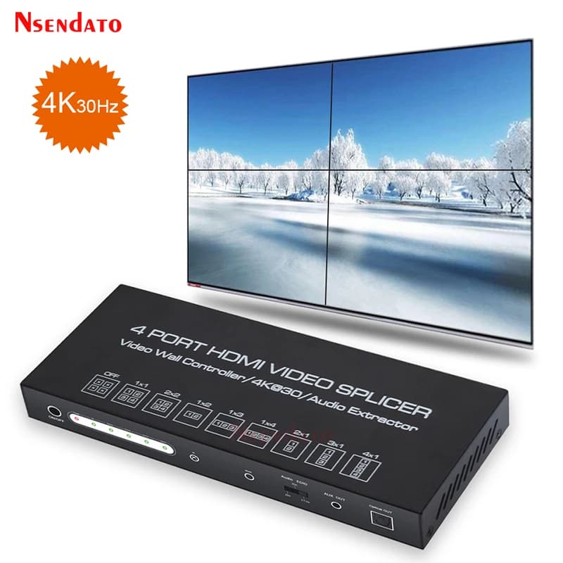 Processore Controller Video Wall TV 2x2 4K, Splitter/Splicer HDMI Audio Video 1x2 1x3 1x4 2x1 3x1 4x1 con IR RS232