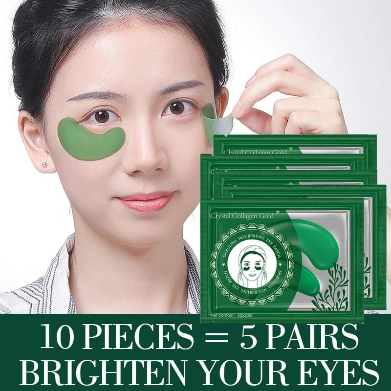 Maschera per gli occhi rassodante alle alghe Patch per gli occhi maschere verdi di cristallo Anti Aging cerchio scuro gonfiore collagene palpebra Patch nuovo