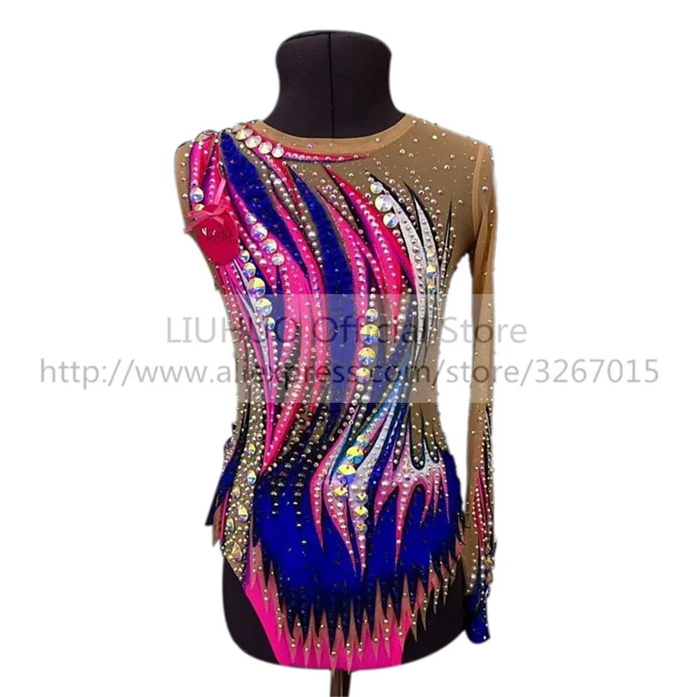 LIUHUO delle Ragazze Delle donne di prestazioni ginnastica Ritmica concorrenza Body Artistico Costume Pattinaggio Su Ghiaccio Vestito Da Ballo Multicolor