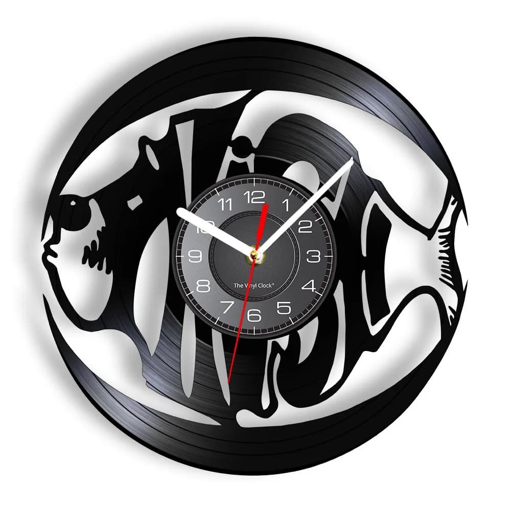 Orologio da Parete in Vinile a Tema Pesci Oceanici, Orologio Barracuda, Decorazione per la Casa, Album Marittimo per Acquario