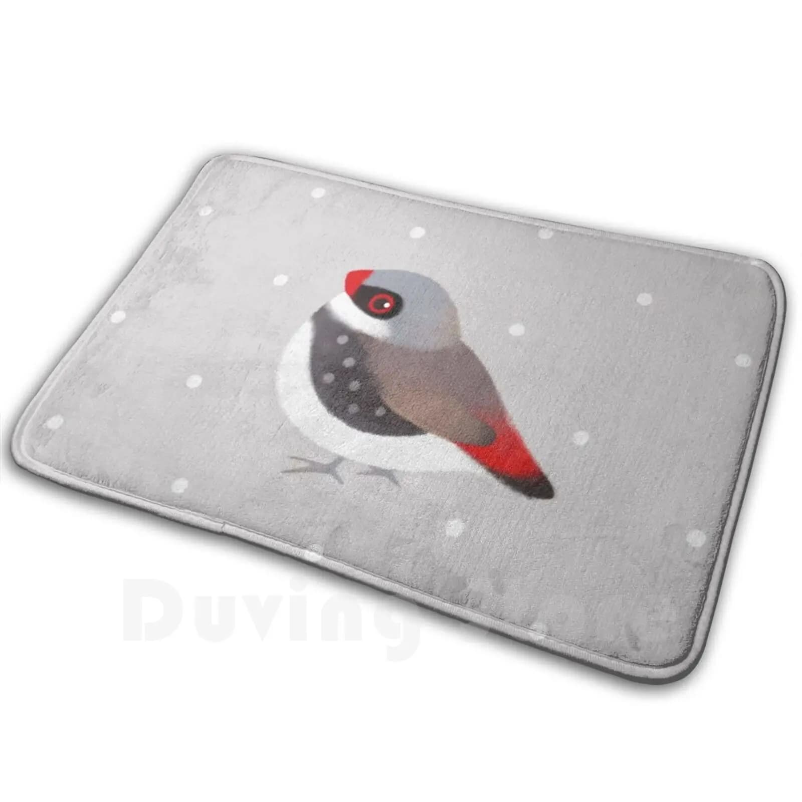 Diamond Firetail Morbido tappeto antiscivolo Tappeto Cuscino Diamond Firetail Bird Animal Diamond Sparrow Sparrow Snow Winter