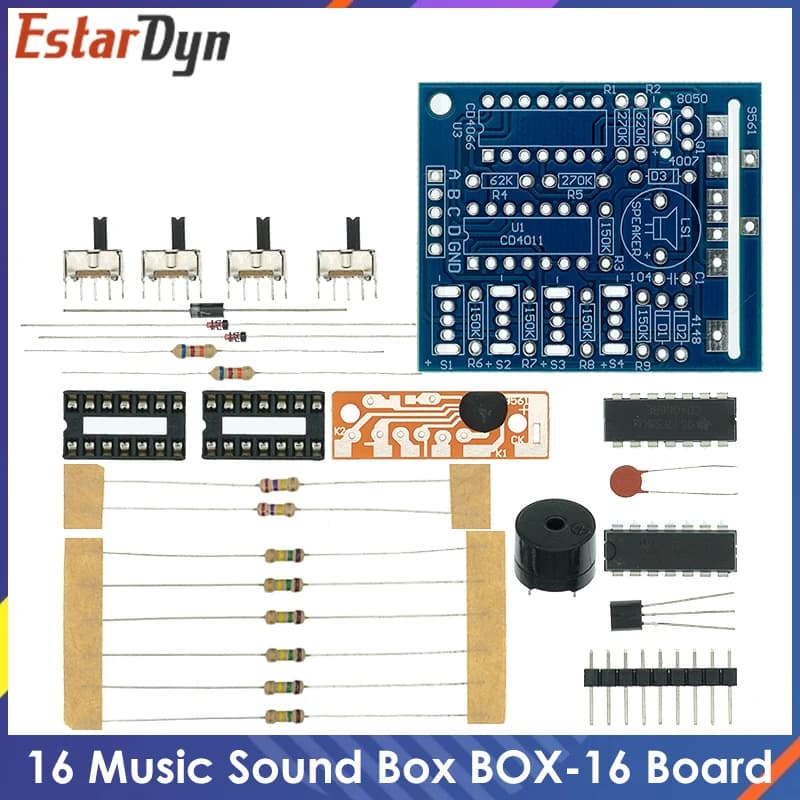 16 Music Sound Box BOX-16 Board modulo elettronico 16 toni Kit fai da te parti componenti pratica di saldatura Kit di apprendimento per Arduino
