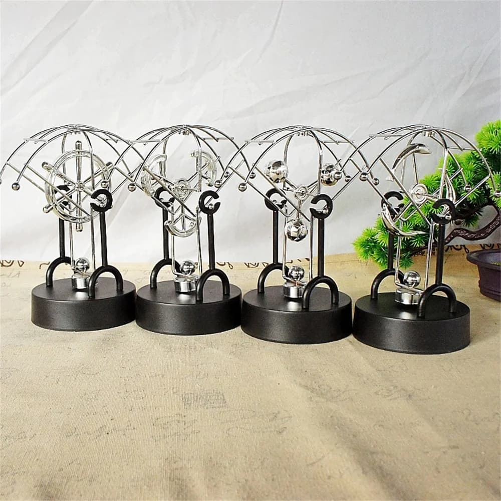 Perpetratore in metallo Movimento perpetuo magnetico Pendolo di Newton Pendolo caotico in metallo Culla di Newton Giocattolo artigianale Decorazione della casa