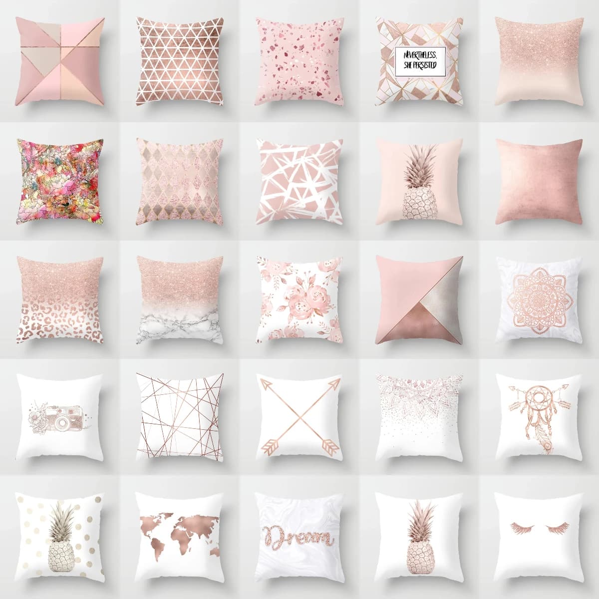 40X40/45X45CM rose gold pink geometry print pillows lining modern Nordic living room decorative pillows case sofa shooting cushions