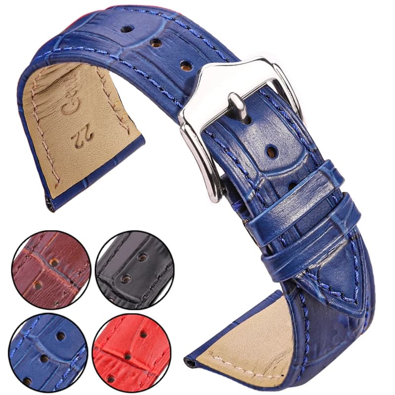 Cinturino in pelle di mucca donna uomo nero marrone rosso blu modello coccodrillo cinturino per orologio 18mm 19mm 20mm 21mm 22mm 24mm