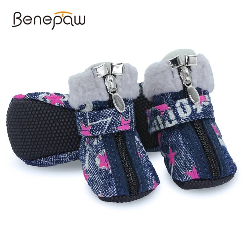 Benepaw shoes for dogs warm winter comfortable snow boots for pets robust non-slip sole puppy foot Protector outdoor hiking boots