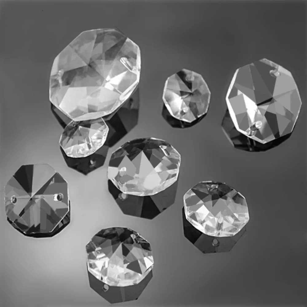 8mm ~ 30mm ottagono sfaccettato 2 fori cristallo prisma connettori pendenti allentati perline per gioielli che fanno tende fai da te