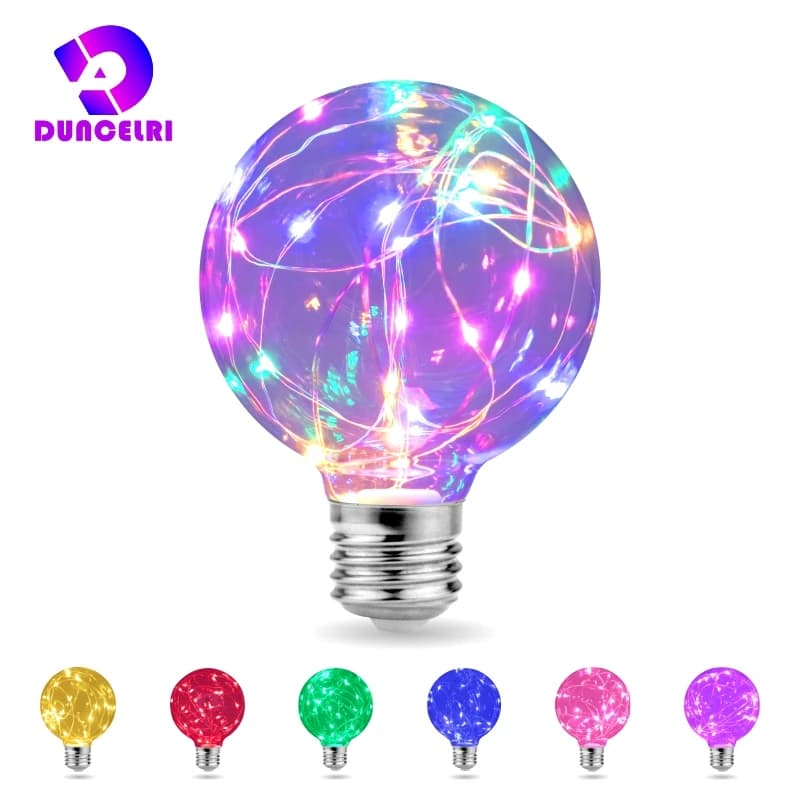 LED Edison String Lampadina notturna E27 110V 220V G95 Colorato rotondo Globo di vetro RGB Filo di rame Lampadina Decorazioni per la casa Lampada natalizia