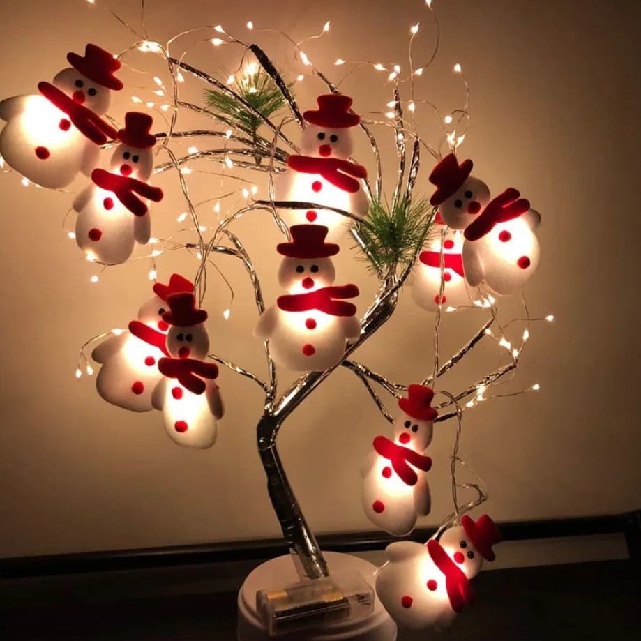 Cute Snowman String Fairy Lights albero di natale Hanging Decor luci a LED per la casa natale capodanno 2024 buon natale decorazioni per feste