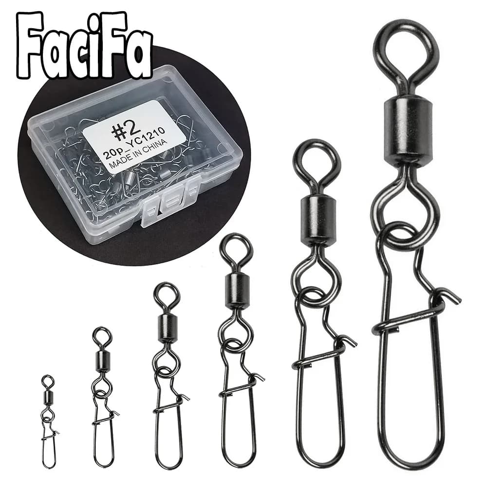 50 pcs stainless steel fishing connector pin swivel swivel bearing in box accessories for fishing gear for hook with bait