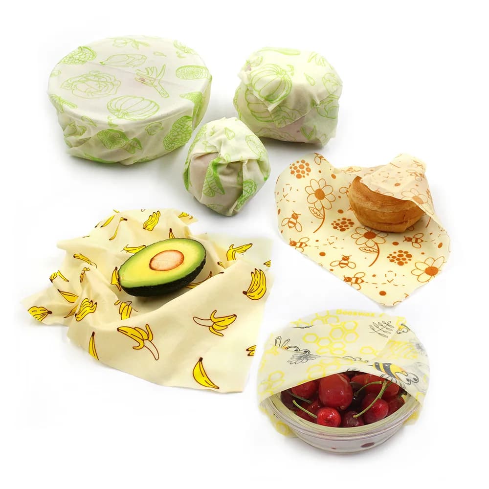 Set casuale di 2 pezzi di involucro alimentare in cera d'api riutilizzabile Eco Friendly involucro alimentare conservazione di frutta sostenibile naturale biologica