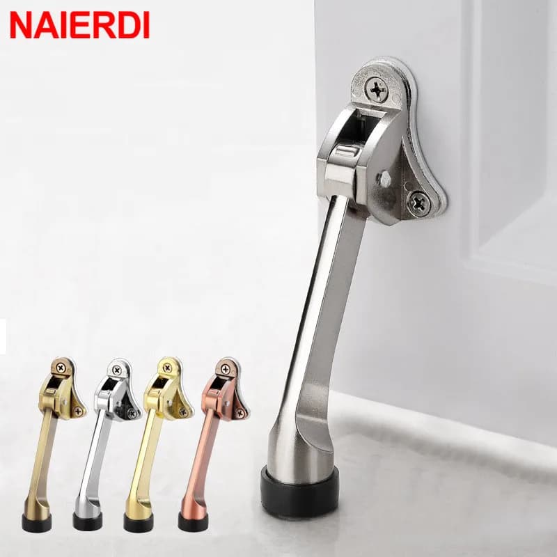 NAIERDI tappo per porta a discesa leva a pedale in lega di zinco fermaporta supporto per porta regolabile in gomma antiscivolo Hardware