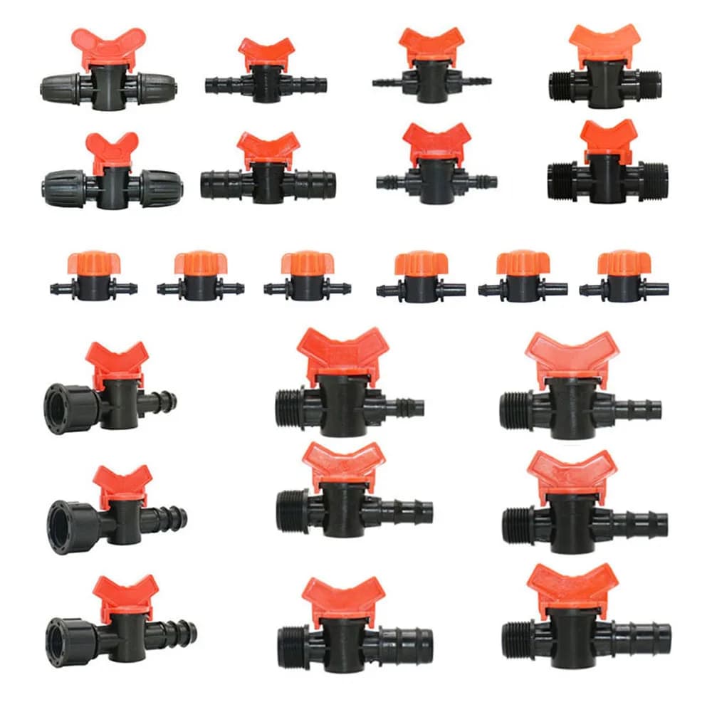 20 pz Mini Valvola di Irrigazione a Goccia 4/7 3/8/10/12/16/20 /25mm Tubo Da Giardino Rubinetto 1/2 "3/4" Filettatura Maschio Tubo Dell'acqua connettore farpa