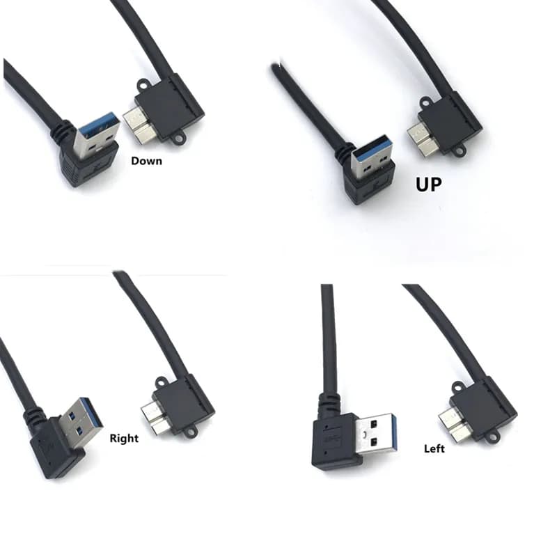 Cavo USB 3.0 tipo A a Micro B maschio ad angolo di 90 gradi verso il basso a sinistra destra per disco rigido esterno HDD Samsung S5 Note 3