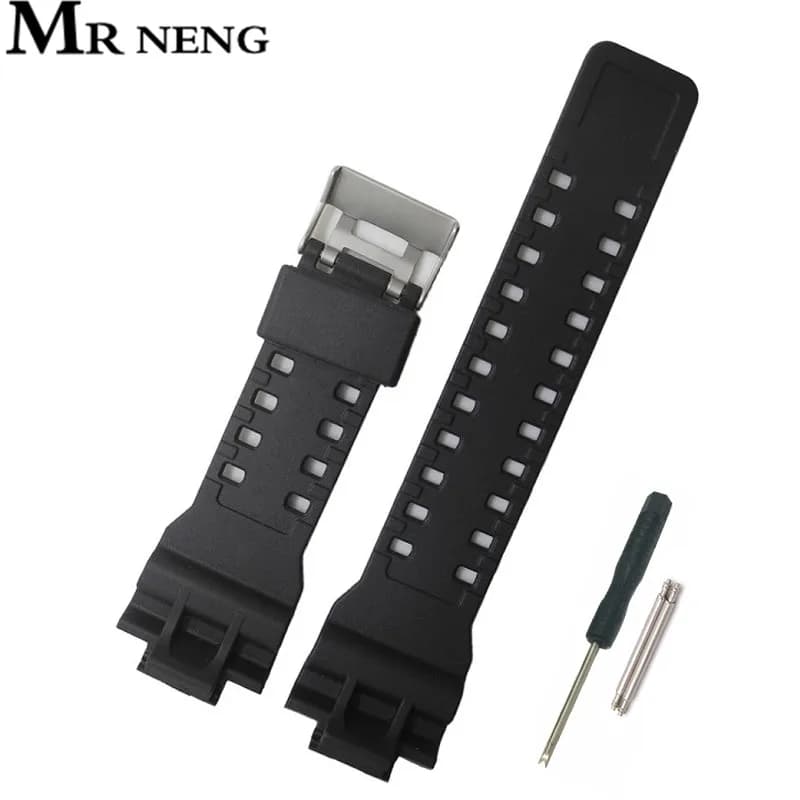 Man 16mm Silicone Rubber resin Watch Band Strap Fit Replacement Black Waterproof Watchbands Accessories For GA110/100