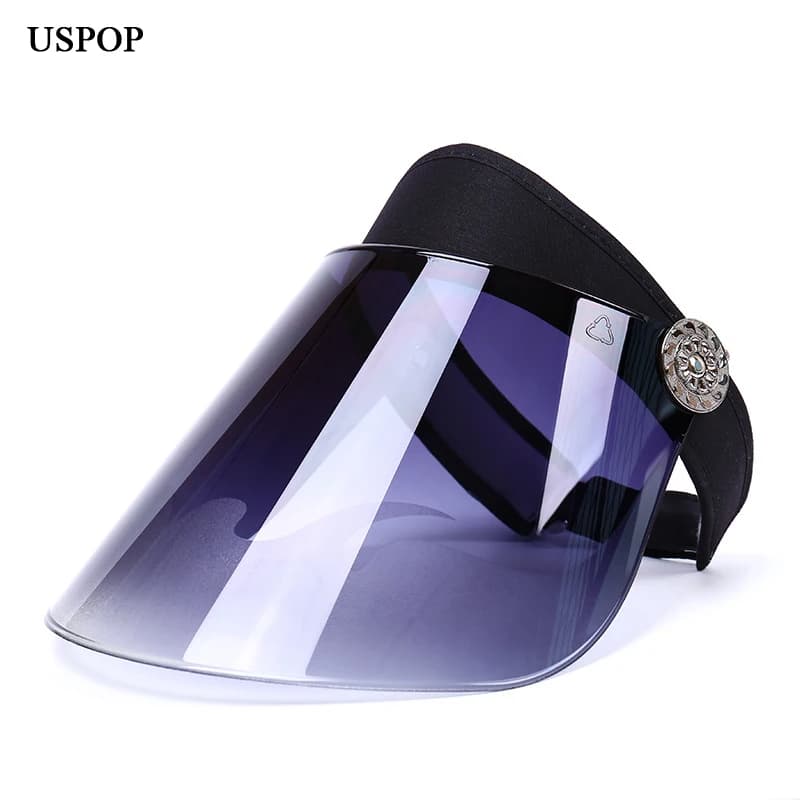 USPOP cappello da donna con lenti anti-uv cappello da donna ricoperto a pieno facciale cappello da sole a tesa larga berretto estivo Casual con visiera in plastica