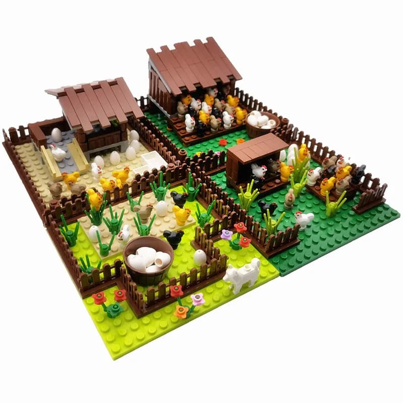 Creativo Città Fattoria Building Blocks Animali Set Pigpen Doghouse Henhouse Maiale Cane Giocattoli Per I Bambini Campagna Città Mattoni Modello