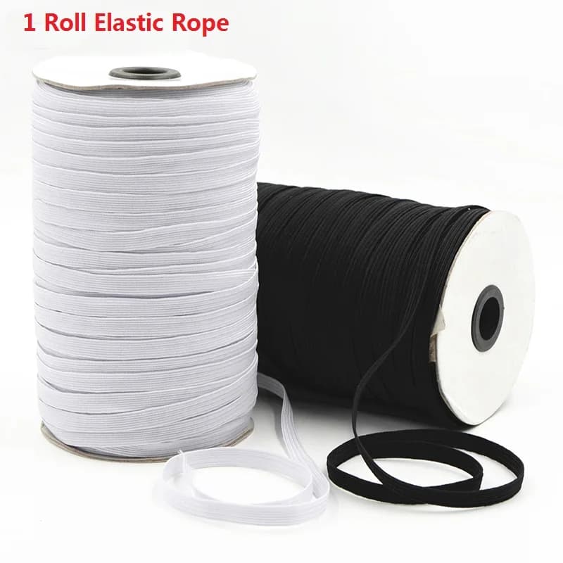 1 roll elastic white black Nylon elastic cord braid cord strong garment accessory for sewing DIY mask craft 3/6/ 8/10/12mm