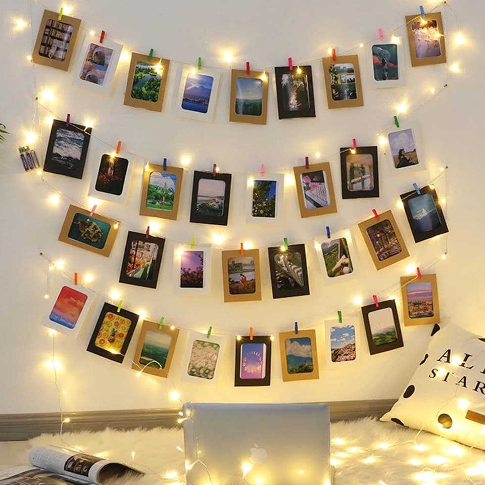 Luci a clip per foto a LED Luci da fata alimentate tramite USB Porta carte da 10M 40LED per decorazioni per esposizione di immagini per la camera da letto di Natale di nozze