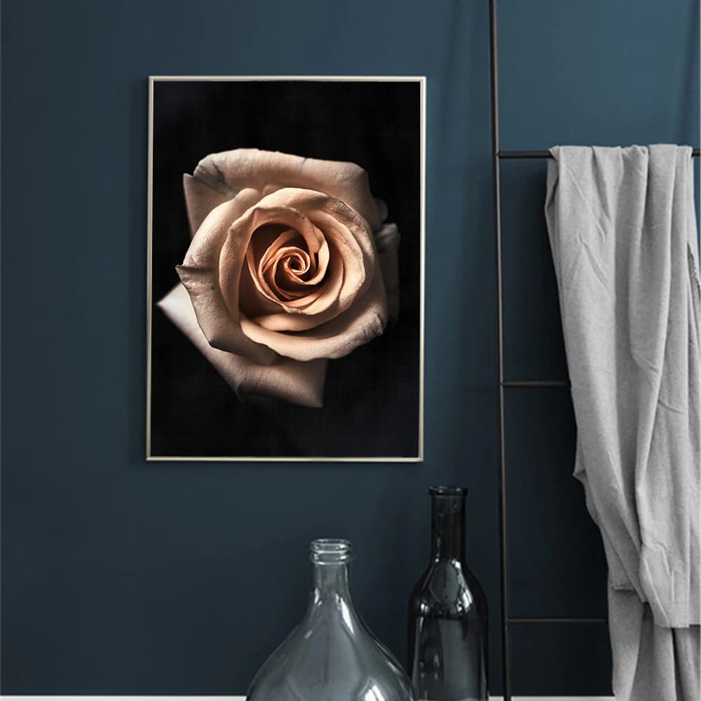 Black Blooming Orange Roses Nordic Wall Art Poster Modular Images HD Printed Canvas Painting Home Decoration Living Room Frame
