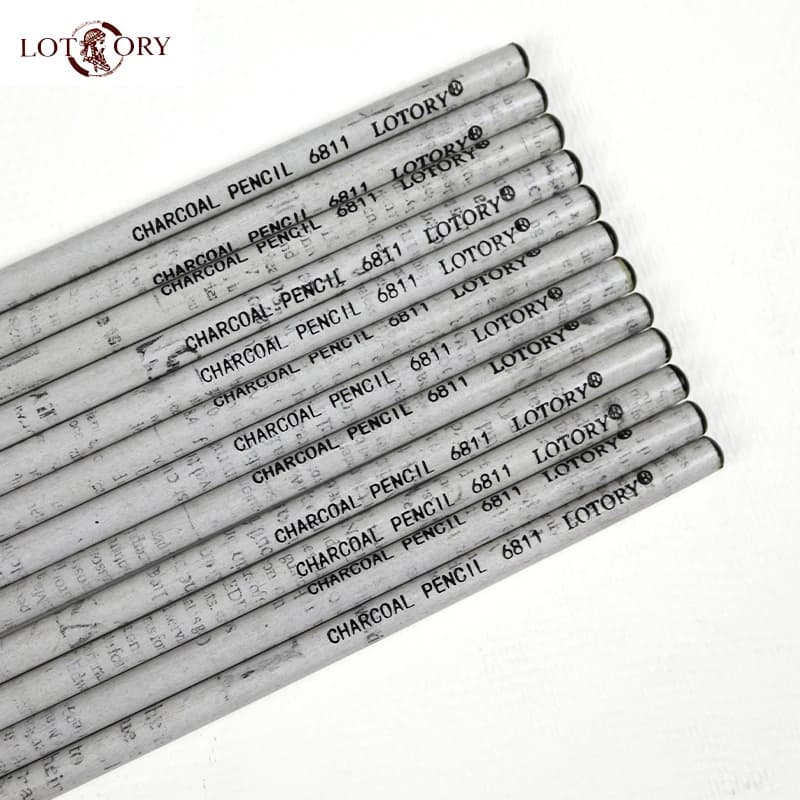 LOTORY 12pcs Black Sketch Charcoal Pencils Soft Carbon Pen Hand Tear Line Carbon Drawing Pencils Set For Art Supplies 6811