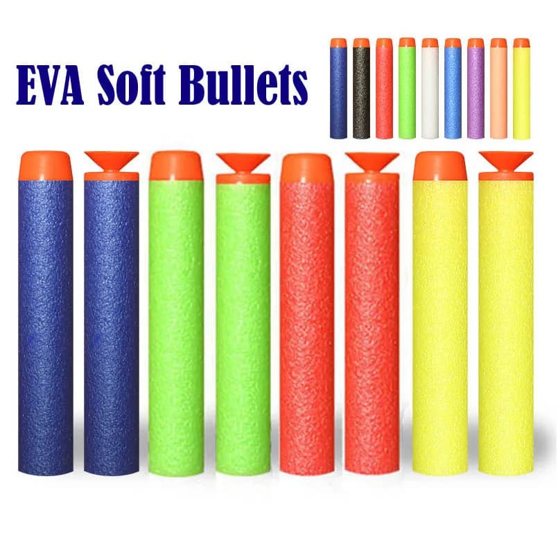 50/100Pcs 7.2cm EVA Soft Bullets for Hollow Hole Head Refill Darts Outdoor Toy Boy Gun Bullet for Series Blasters Children Gifts