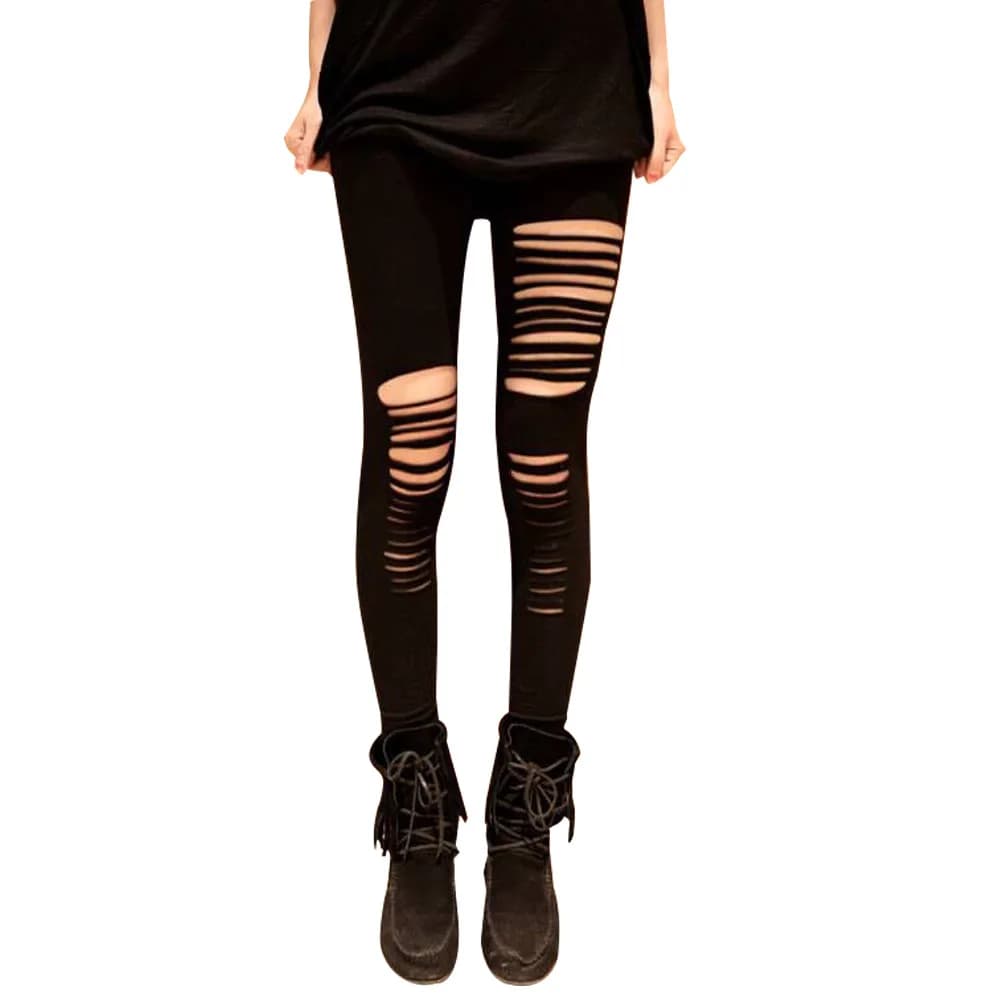 2020 Leggings Sexy da donna coreano primavera autunno stile opaco similpelle fori irregolari mostrano pantaloni da ragazza sottili versione grande