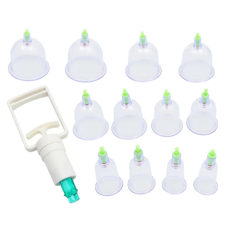 Set of 12 Massage Covers with Vacuum Gun, Back Massage Covers, Detoxification and Anti-Cellulite, Body Care Bars