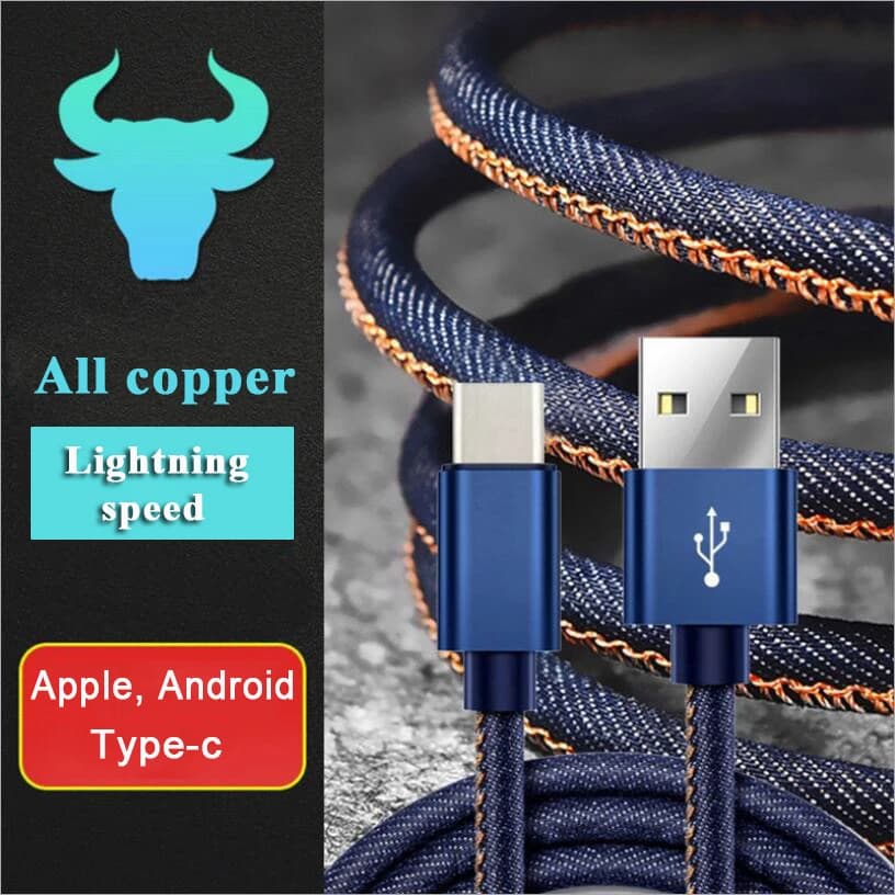 Denim cavo dati USB tipo-c Android IOS veloce cavo di ricarica USB cavo di ricarica telefono micro usb cable usb c a una perdita di liquidazione