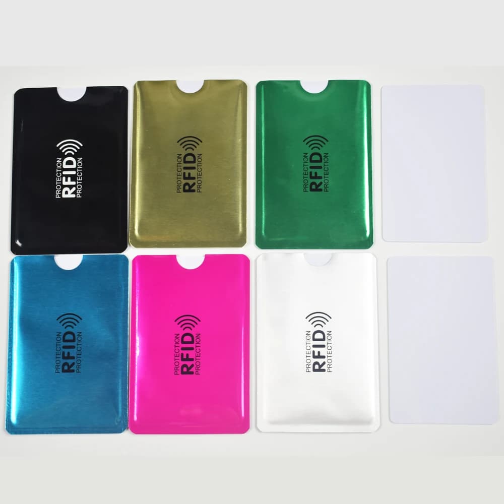 100 pz/lotto RFID Blocco Maniche Anti Scansione Custodia In Alluminio Custodia Portafoglio di Sicurezza per Carta di Credito Passaporto