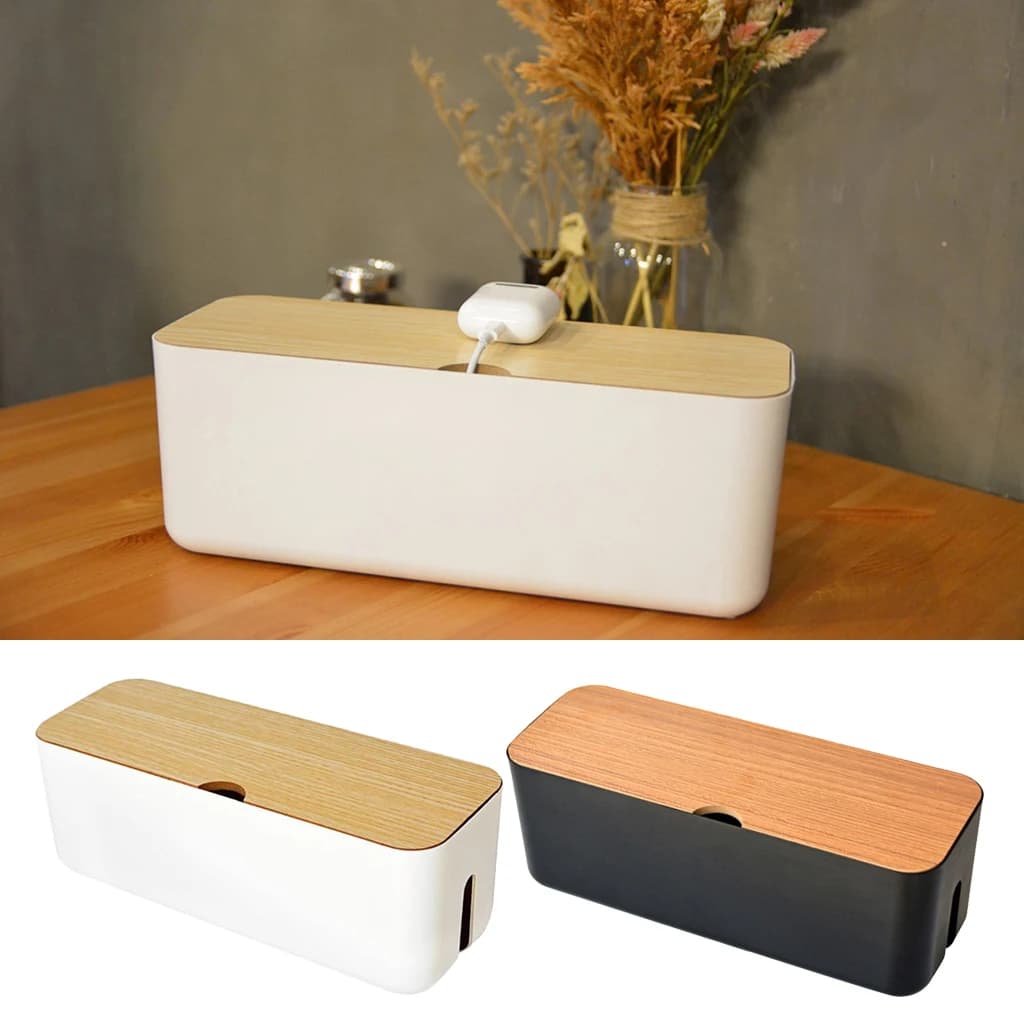 Scatola per la gestione dei cavi, organizer per cavi nasconde e nasconde strisce multiple, cavi in legno Vassoio Magage Desktop Office Home