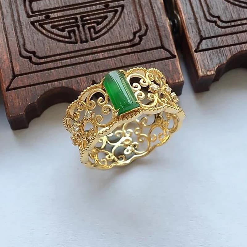 Anello regolabile con apertura geometrica di diaspro Hetian naturale modello retrò cinese gioielli in argento da donna di lusso leggero di fascia alta
