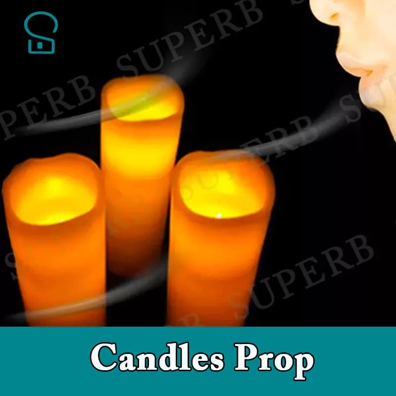 Superba stanza di fuga oggetti di scena candela prop soffiare la candela per sbloccare con l'audio e rilasciare la porta esaurire la stanza della camera misterioso