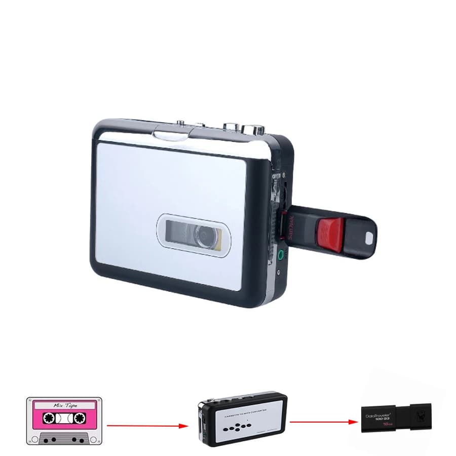 Convertitore da cassetta a MP3 Ezcap231, lettore di cassette USB, convertitore da cassette a chiavetta USB, non necessita di PC.
