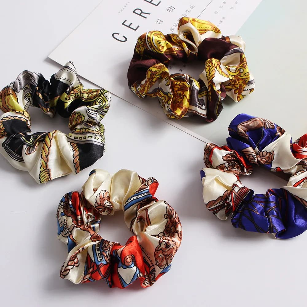 hot Sale 1pc Floral Printed Creative fashion lady hair ring Scrunchie Elastic Hair Band Hair Ties Rope Hair Accessories