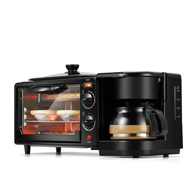 Kitchen 3 in 1 breakfast making coffee machine American bread machine pizza pan toaster electric oven