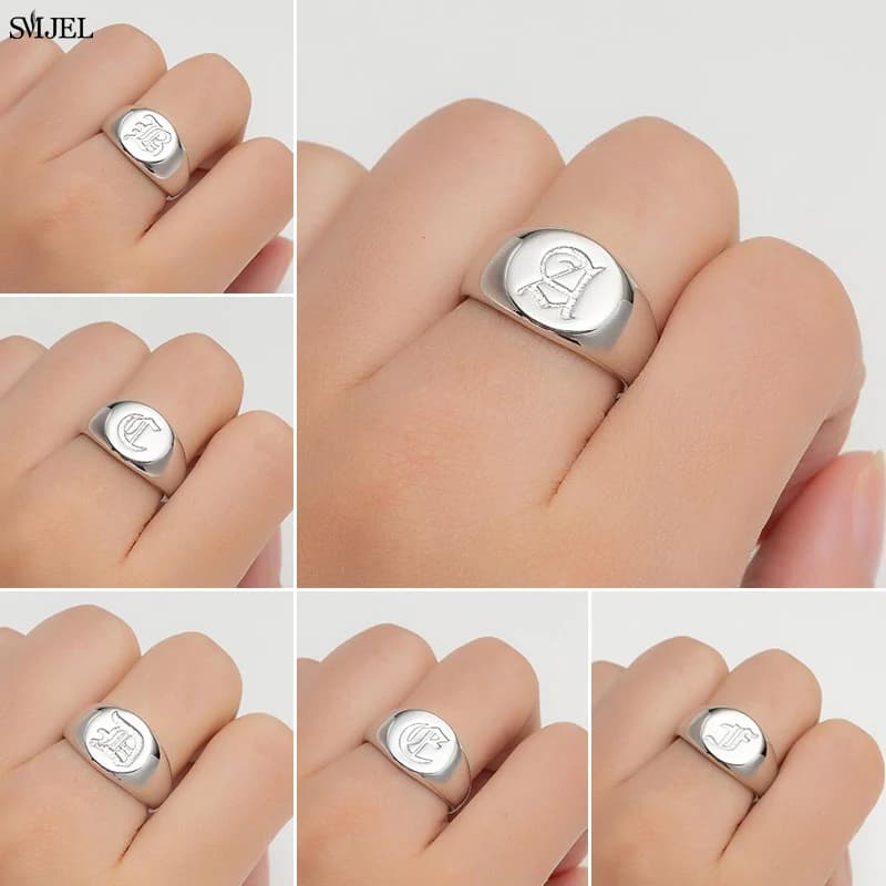 Anelli con Iniziali dalla A alla Z, Anello Apribile in Stile Antico Inglese, Gioielli Personalizzabili, Miglior Regalo per Amici, Vendita all'Ingrosso