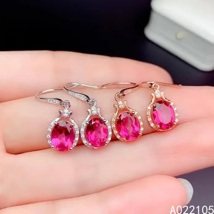 KJJEAXCMY gioielleria raffinata argento sterling 925 intarsiato topazio rosa naturale donna classica elegante gemma orecchini a goccia supporto detectio