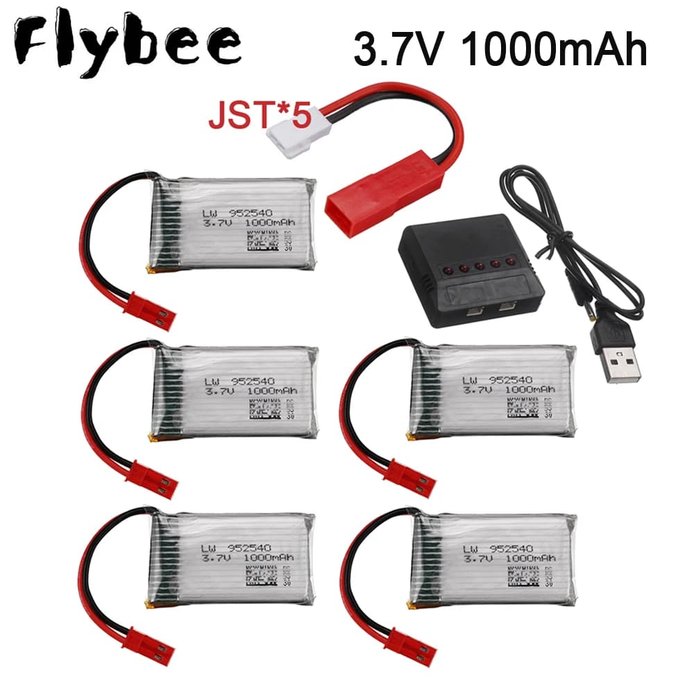 3.7V 1000mah Batteria Per X400 X500 X800 HD1315 HJ818 HJ819 X25 Rc Drone Pezzi di Ricambio JST spina + caricatore 3.7V lipo Batteria